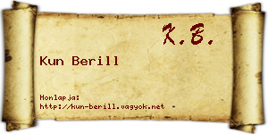 Kun Berill névjegykártya